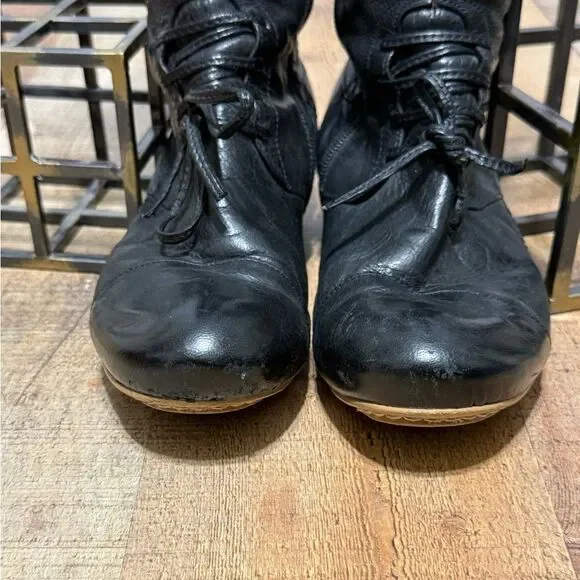 Vintage Prophecy Heeled Leather Boots Goth Steampunk Victorian black